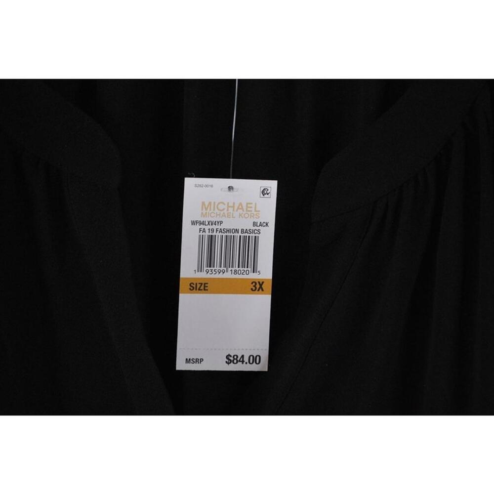 NWT Michael Kors Women's 3X Black V Neck Tie Sleeve Tunic Top List $84 - Picture 4 of 10
